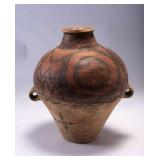 WAC063 Chinese Neolithic Painted Pottery Amphora Jar #1 of 2 Circular Red Pattern