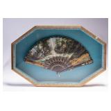WAC076 Antique Hand Decorated Silk Fan in Custom Made Presentation Case 