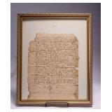 WAC079 Paper Emphamera Antique Handwritten Letter with Notary Mark Framed 