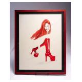 WAC081 M. Wade "Red Head" Custom Framed Art 