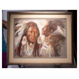 WAC089 Large Framed Rand Sherrick Native American Man Print 