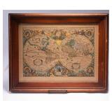WAC097 Framed Antique Nova Totvis World Map Henr Hondio 