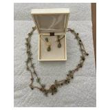 MFE107- 14k Gold Jade Earrings & Costume Necklace