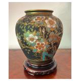 MLC002- Japanese Vase With Wooden Stand