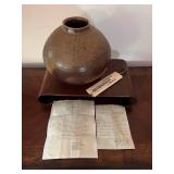 MLC003- Bizen Pottery Vase With Elegant Wooden Stand