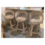 MLC010 Set Of Three Rattan Bar Stools