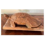 MLC019- Vintage Japanese Turtle Wood Carving