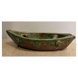 MLC023- Vintage Asian Pottery Geode Boat Serving Vessel