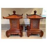 MLC029 Pair Of Wooden Pagoda Shaped Lamps