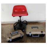 MLC045 - Hard Plastic Tool Boxes And A Rolling Chair