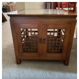 MLC052- Vintage Glass Top Oriental Style Side Table