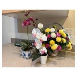MLC059- Faux Orchids & Floral Basket