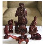 MLC091 - SIX JAPANESE WOODEN FIGURINES