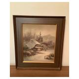 MLC111 Framed Original Japanese Scenic Painting 