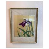 MLC150 Framed Original Japanese Iris Flower Painting 