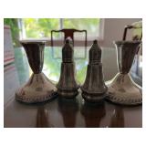 MLC181- Sterling Silver Candle Holders With Salt & Pepper Shakers
