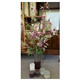 MLC234- Faux Orchid Arrangement & Candles