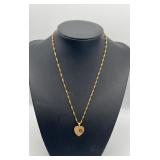 MLC402-14k Gold & Diamond Heart Pendant And Chain