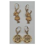 MLC405-2 Pairs Of 14k Gold Earrings 