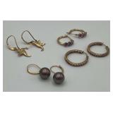 MLC409-14k Gold Earrings. 4 Pairs