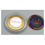 MLC418-Monte Carlo Fine Silver Strike Gaming Token & MGM Commemorative Gaming Chip