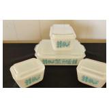MHT144 - Vintage Pyrex Amish Turquoise Butterprint Set