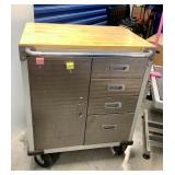 HTS014 Metal Woodtop Utility Cart Cabinet On Wheels