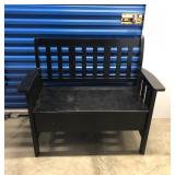 HTS022 Black Wooden Bench With Storage Drawers