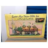 HTS024 Easter Mini Water Globe Set & Tea Light Candleholder New In Box