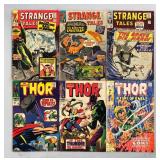 HTS251 - 6 SILVER AGE COMIC BOOKS MIGHTY THOR + STRANGE TALES