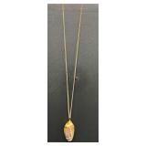 HTS410- Gold Tone Necklace With Shell Pendant