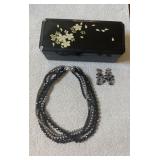 HTS442- Mutistranded Costume Jewelry Necklace & Earring Set 
