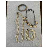 HTS447- Rhinestone & Pearl Like Necklaces 