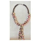 HTS449- Mutli Colored Bead & Stone Necklace 