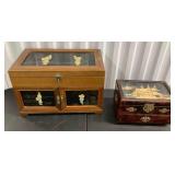 HTS470 Two Wooden Oriental Jewelry Boxes 