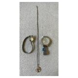 HTS472- Sterling Silver Necklace & Costume Watches