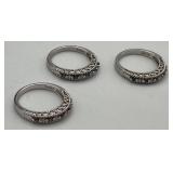 HTS514-Trio Of Sterling Silver Diamond Rings