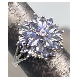 HTS702-Multistone Lolite 14k White Gold Ring