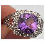 HTS710-10k White Gold Amethyst Ring