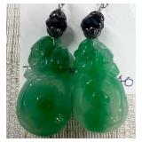 HTS836- Myrna Lee Chang Jade Pendant Earrings 