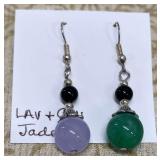 HTS844- Myrna Lee Chang Lavender Jade & Jade Earrings