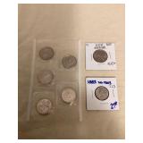 HTS289 Five 2000 USA State Quarters, 2022 USA Mankiller Quarter & 1833 USA Coin