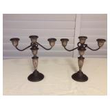 HTS479 Weighted Sterling Crown Calendabra Set Of 2