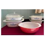 WHT005- Vintage Pink Flamingo Pyrex Bowl & Corning Ware Set
