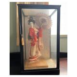 WHT049- Vintage Japanese Geisha In Glass Case