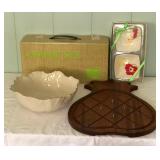 WHT090 - JAPANESE COFFEE SET, WOODEN PLATTER AND MORE