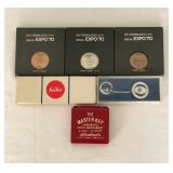 WHT096 - 1970 JAPAN EXPO COMMEMORATIVE COPPER/SILVER MEDALS AND PITCH INSTRUMENT