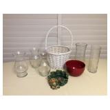 MCT076 Ceramic Frog Planter, Plumeria Etched Glass Vase, Basket & More!