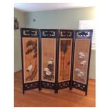 MCT083 Two Sided Japanese Hand Painted Four Paneled Screen
