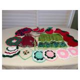 MCT116 Vintage Apron, Various Knitted/Crocheted Pot Holders & More!